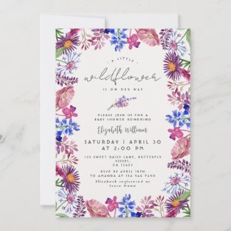 Convite Elegant Little Wildflower Watercolor Baby Shower