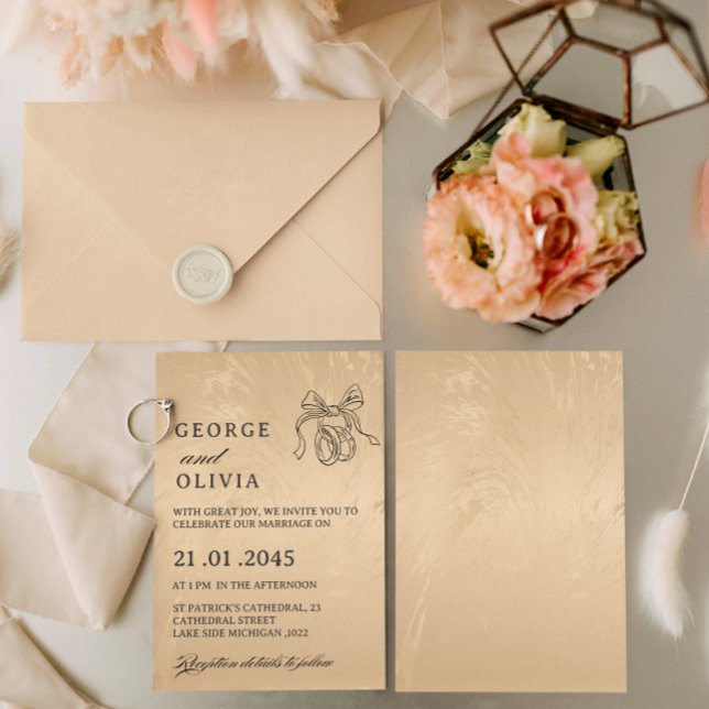 Convite Elegant Luxury Gold Marbled Wedding (Criador carregado)