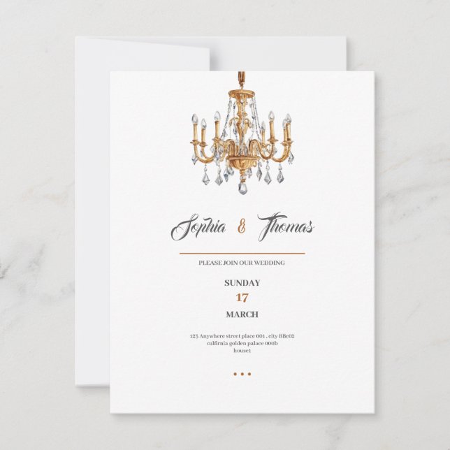 Convite Elegant luxury golden classy wedding invitation (Frente)