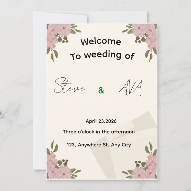 Convite Elegant Luxury Minimal Wedding Invitation (Frente)