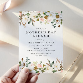 Convite Elegant Magnolia Blush Floral Mother's Day Brunch