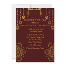 Elegant Maroon & Gold Wedding Invitation
