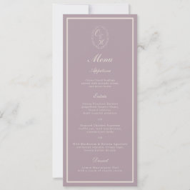 Convite Elegant Mauve Monogram Wedding Long Menu