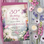 Convite Elegant Mauve | Multi 30th Birthday Party Floral<br><div class="desc">Celebrate a meaningful birthday milestone with this elegant floral invitation design. Featuring a soft botanical garden aesthetic with romantic wildflowers, delicate greenery, and graceful typography, this invitation is perfect for your milestone birthday. The refined oval frame and painterly florals create a timeless look that works beautifully for garden parties, brunches,...</div>