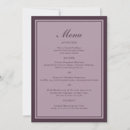 Convite Elegant Mauve Plum Wedding Dinner Menu Card