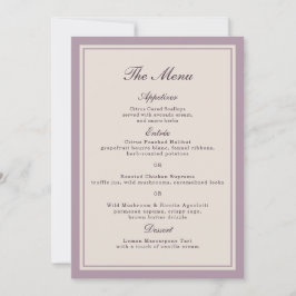 Convite Elegant Mauve Plum Wedding Menu Card