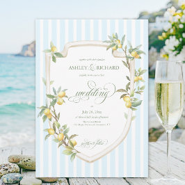Convite Elegant Mediterranean Lemon Wedding Invitation