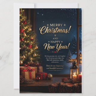 Convite Elegant Merry Christmas and Happy New Year Greetin