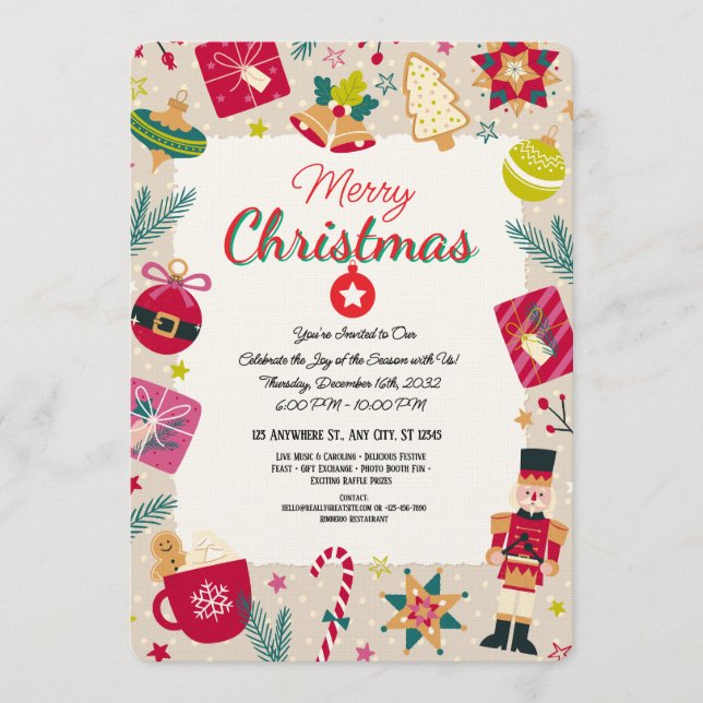 Convite Elegant Merry Christmas Holiday Greeting Card (Frente)