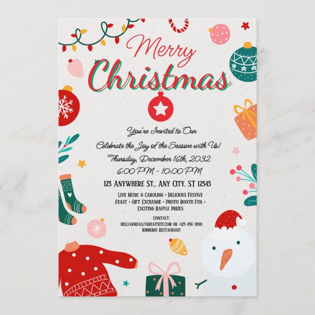 Convite Elegant Merry Christmas Holiday Greeting Card (Frente)