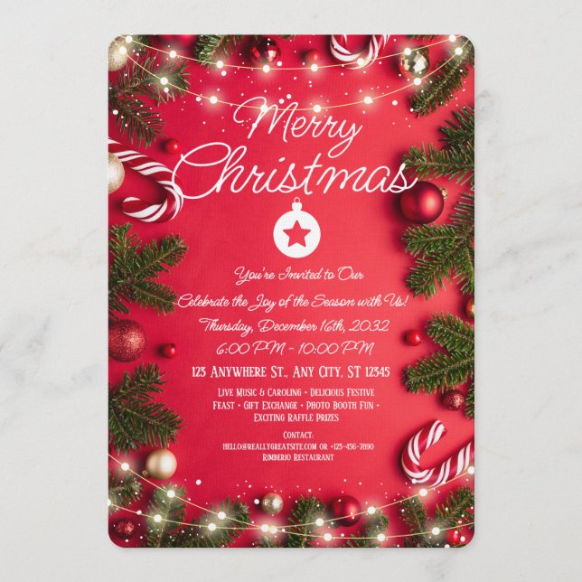 Convite Elegant Merry Christmas Holiday Greeting Card (Frente)