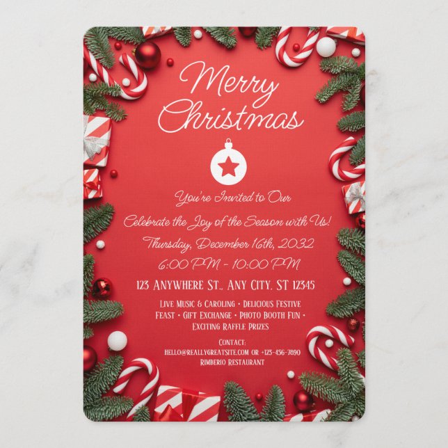 Convite Elegant Merry Christmas Holiday Greeting Card (Frente)