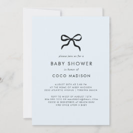 Convite Elegant Minimal Bow Boy Baby Shower Invitation