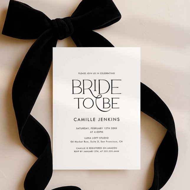 Convite Elegant Minimal Bridal Shower Invitation (Minimal Black and White Bridal Shower Invite)