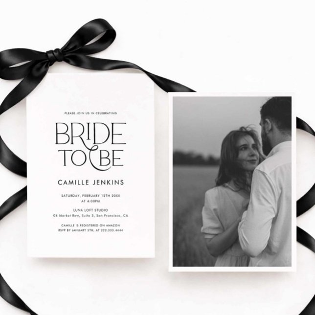 Convite Elegant Minimal Bridal Shower Photo Invitation (Modern Elegant Bride to Be Photo Invitation)