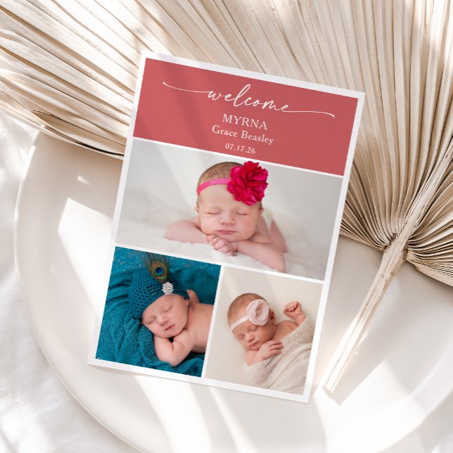 Convite Elegant Minimal Chic Photo Baby Announcement Card (Criador carregado)