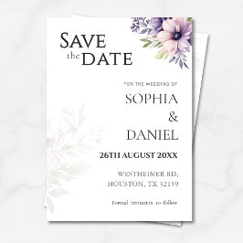 Convite Elegant Minimal Floral Save the Date Card 