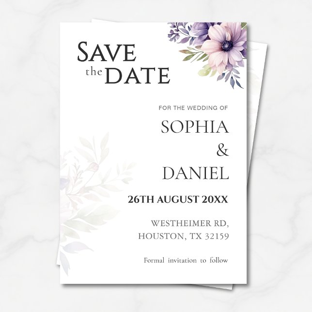 Convite Elegant Minimal Floral Save the Date Card  (Criador carregado)