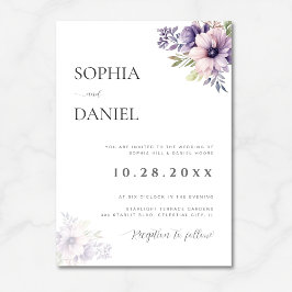 Convite Elegant Minimal Lavender Floral Wedding Invitation