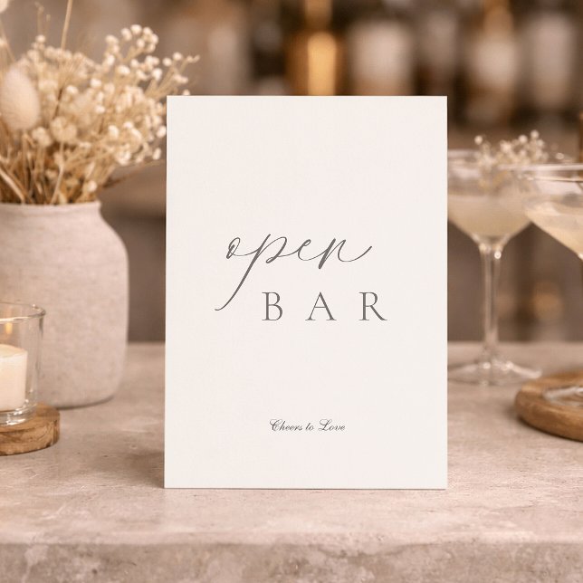 Convite Elegant Minimal Open Bar Wedding Sign (Criador carregado)