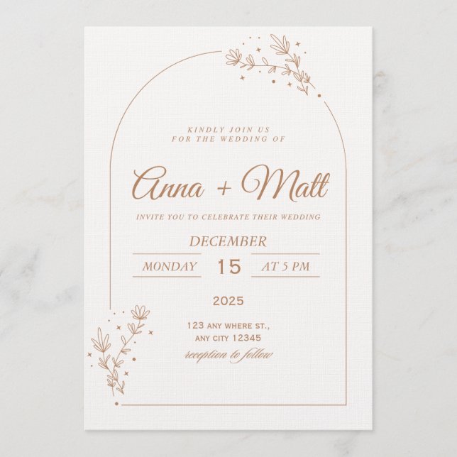 Convite Elegant Minimal Wedding Invitation  (Frente)