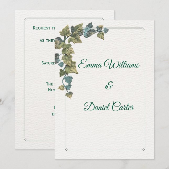 Convite Elegant Minimal Wedding Invitation – Customizable  (Frente/Verso)