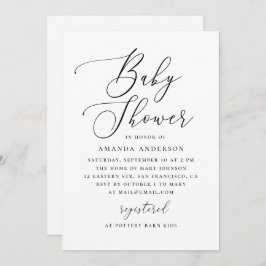 Convite Elegant Minimalist Black & White Baby Shower
