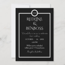 Elegant Minimalist Black & White Wedding Invitat
