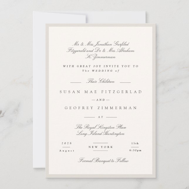 Convite Elegant Minimalist Calligraphy Wedding (Frente)