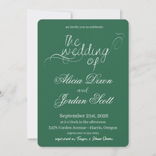 Convite Elegant Minimalist Calligraphy Wedding Invitation (Frente)