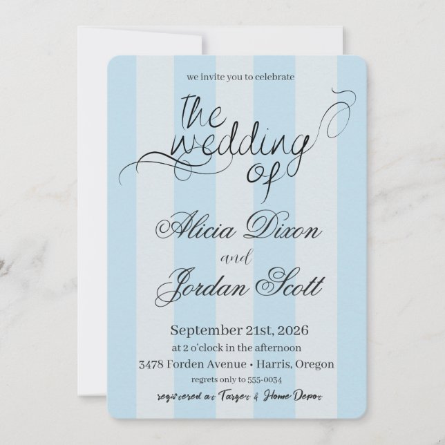 Convite Elegant Minimalist Calligraphy Wedding Invitation (Frente)