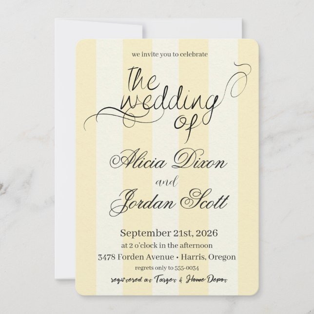 Convite Elegant Minimalist Calligraphy Wedding Invitation (Frente)