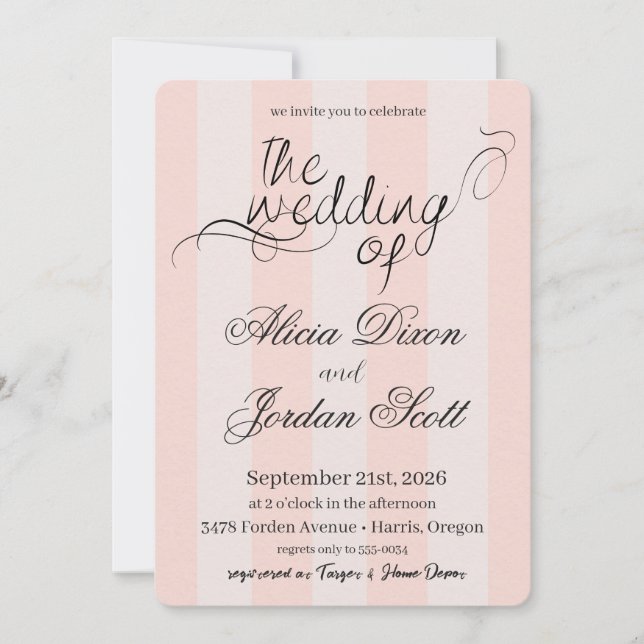 Convite Elegant Minimalist Calligraphy Wedding Invitation (Frente)