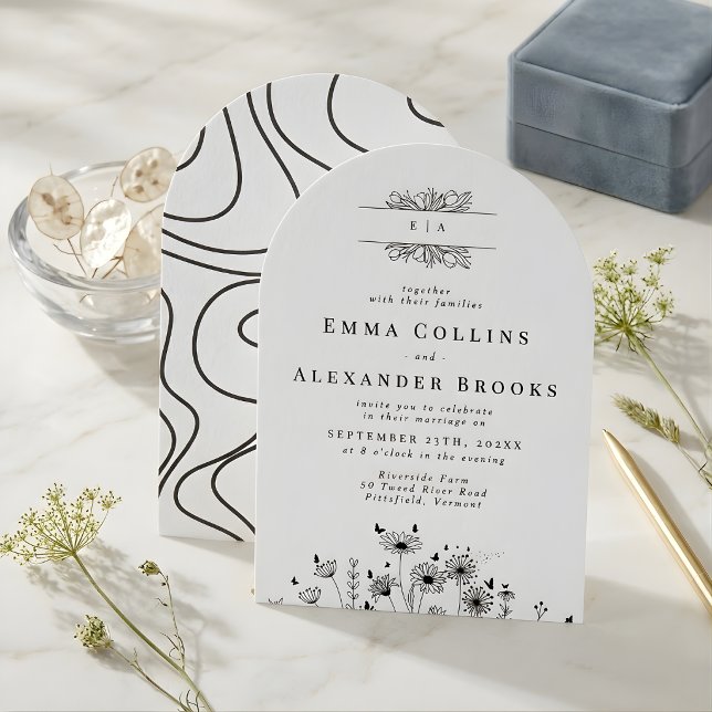 Convite Elegant Minimalist Calligraphy Wedding Invitation (Criador carregado)