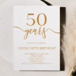 Convite Elegant Minimalist Champagne 50th Birthday Party<br><div class="desc">This is a Minimal Minimalist Champagne White 50th Birthday Party Invitation!</div>