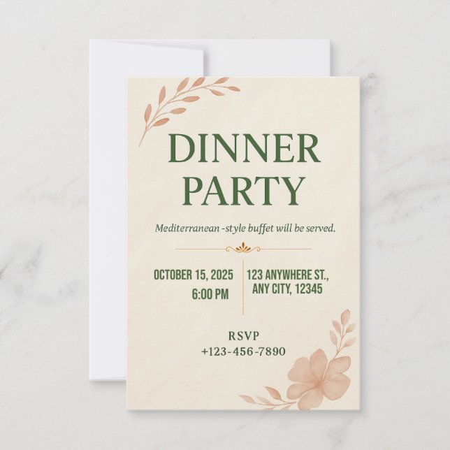 Convite Elegant Minimalist Dinner Party Invitation (Frente)