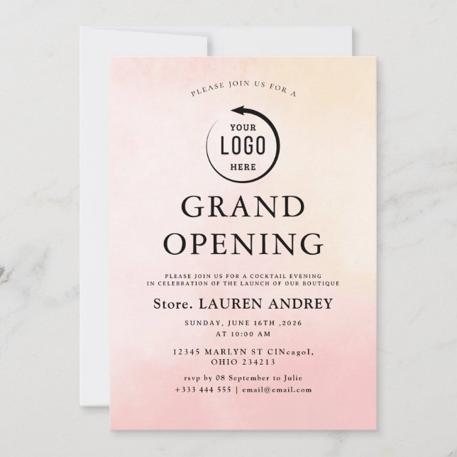 Convite Elegant Minimalist Grand Opening Invitation (Frente)