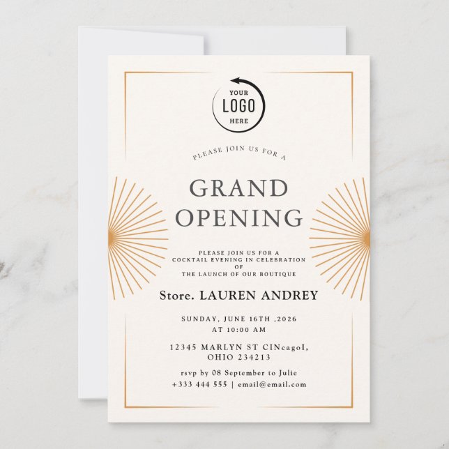 Convite Elegant Minimalist Grand Opening Invitation (Frente)