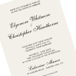 Convite Elegant Minimalist Ivory Calligraphy Wedding