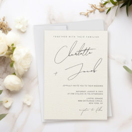 Convite Elegant Minimalist Ivory Wedding