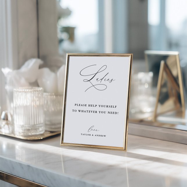 Convite Elegant Minimalist Ladies Bathroom Basket Sign (Elegant Minimalist Ladies Bathroom Basket Sign)