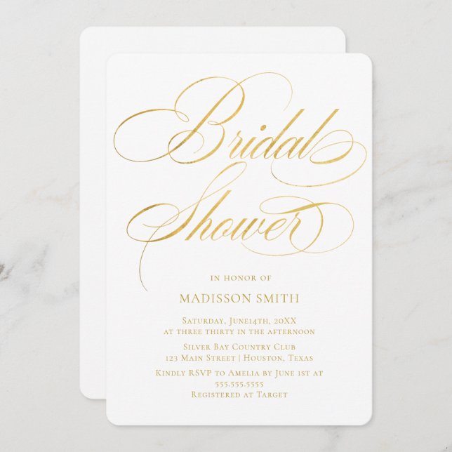 Convite Elegant Minimalist modern Bridal Shower  (Frente/Verso)