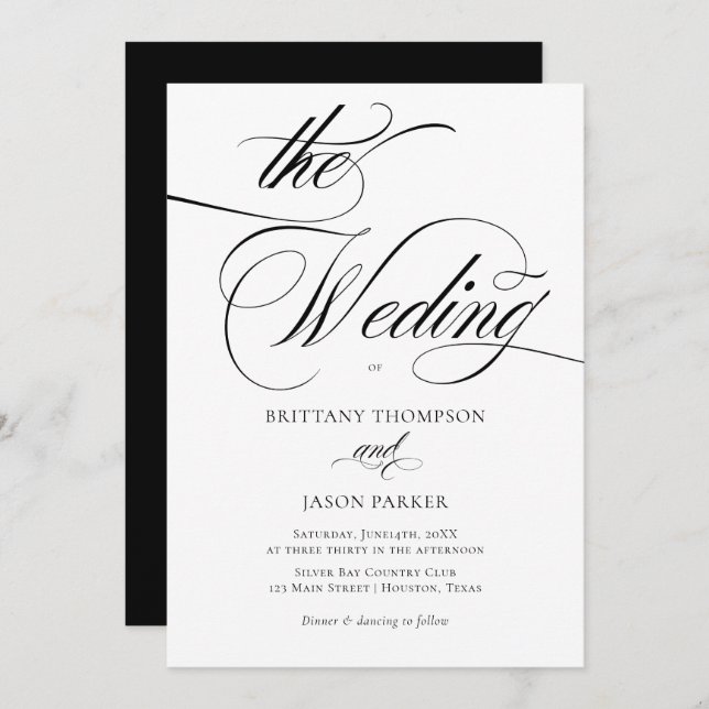 Convite Elegant Minimalist modern Wedding (Frente/Verso)