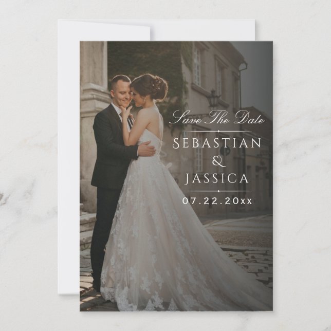 Convite Elegant Minimalist Photo Save The Date (Frente)