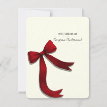 Elegant Minimalist Red Bow Bridesmaid Proposal