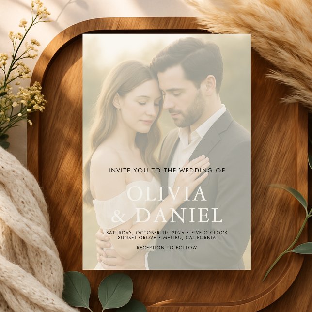 Convite Elegant Minimalist Transparent Photo Wedding (Criador carregado)