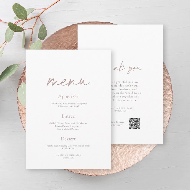 Convite Elegant Minimalist Two-Sided Wedding Menu (Criador carregado)