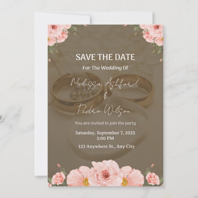 Convite Elegant Minimalist Wedding Invitation (Frente)