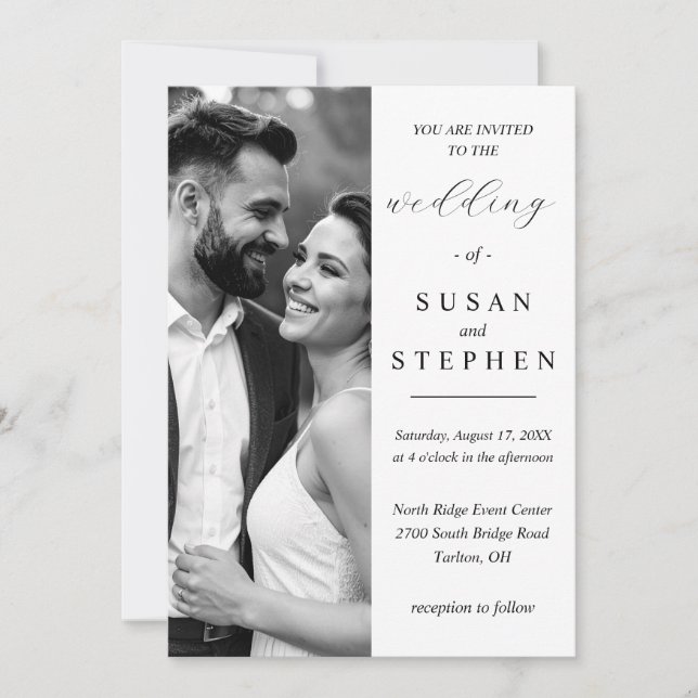 Convite Elegant Minimalist Wedding Invitation Card (Frente)