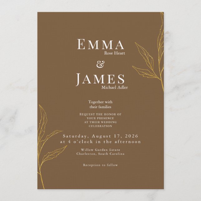 Convite Elegant Minimalist Wedding Invitation | Modern (Frente)